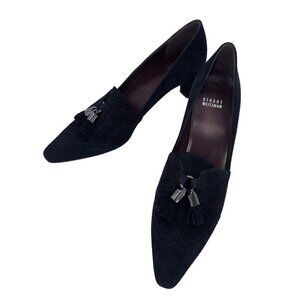Stuart Weitzman Woman’s Suede Leather heel Navy Tassel Heels 9‎